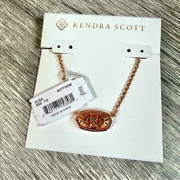 Kendra Scott Elisa Rose Gold Filigree Pendant Necklace NWT - Picture 4 of 9